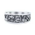 thumbnail image 1 of Engraved Floral Designer Trendy Oxidized Ring Band 925 Sterling Silver Size 8, 1 of 5