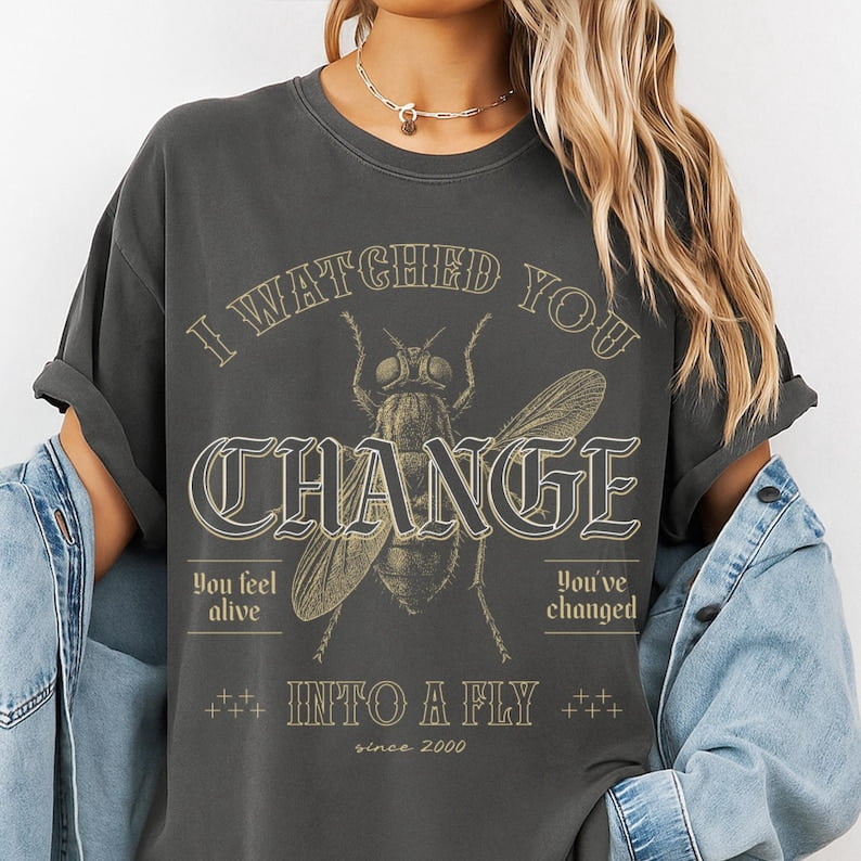 Engraved Fly Insect Shirt, Change Shirt, Gothic Aesthetic T-Shirt, Dark ...