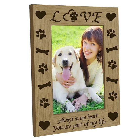 Engraved Frame Picture Photo Frames Love Paw Memorial Natural Fits 4x6 Vertical Portrait Family Pet Lover Gift Home Tabletop Decor-Always