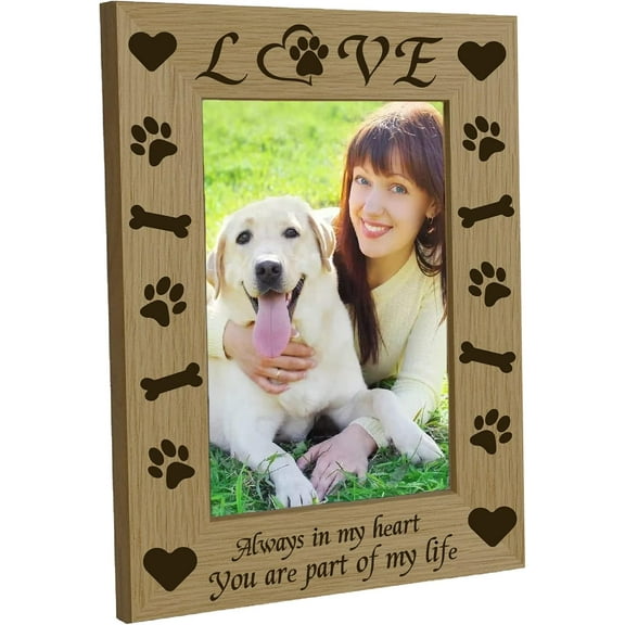 Engraved Frame Picture Photo Frames Love Paw Memorial Natural Fits 4x6 Vertical Portrait