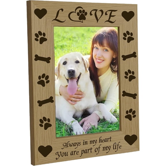 Engraved Frame Picture oto Frames Love Paw Memorial Natural Fits 4x6 Vertical Portrait for Family Pet Lover Gift Home Tabletop Decor-Always In My Heart You Are Part Of My Life