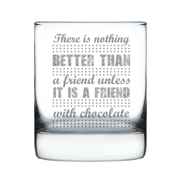 Engraved Friend Quote Rocks Glass, Hand Etched 10oz Friendship Gift with Funny Quote, Unique Personalized Drinkware