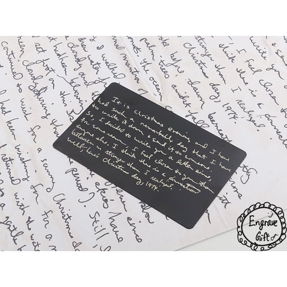 Engraved Handwritten Love Note – Custom Stainless Steel Wallet Insert – Personalized Keepsake Gift for Anniversary or Memorial
