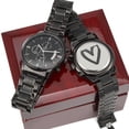 thumbnail image 1 of Engraved Heart Black Metal Watch Unique Gift Idea for Fathers Day, Birthday, Christmas, & Anniversary, 1 of 3