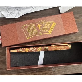 Engraved Inspirational Scripture Gift Pen With Storage Box, 2ml Refill Blessing Commemorative Writing Pen, Elegant Religious Souvenir Present For Believers, Daily Signing And Collection