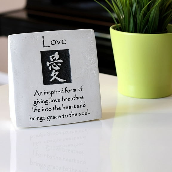 Engraved Limestone "Love" Inspirational Home Decor - Garden Plaque Stone Quotation Sign