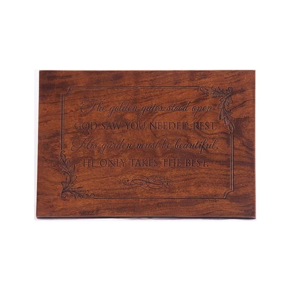 Engraved Memorial Wooden Wall Plaque - God saw you needed rest 8.5x6