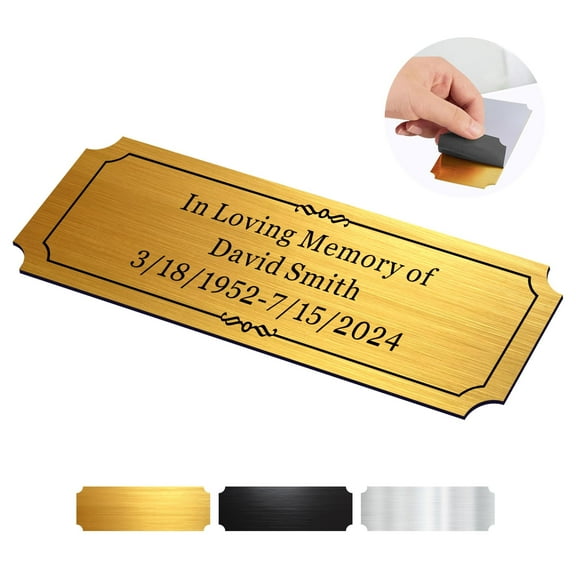 Engraved Metal Name Plate Personalized Memorial Plaques for Doors Urns Solid Metal Plate 1x3 in Name Plate Name Label Plaques with Adhesive Backing