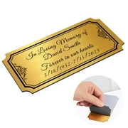 Engraved Metal Name Plate Personalized Memorial Plaques for Doors Urns Solid Metal Plate 2x4 in Name Plate Name Label Plaques with Adhesive Backing