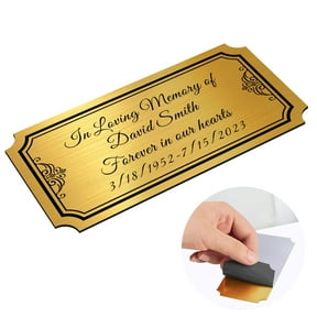 Engraved Metal Name Plate Personalized Memorial Plaques for Doors Urns Solid Metal Plate 2x4 in Name Plate Name Label Plaques with Adhesive Backing