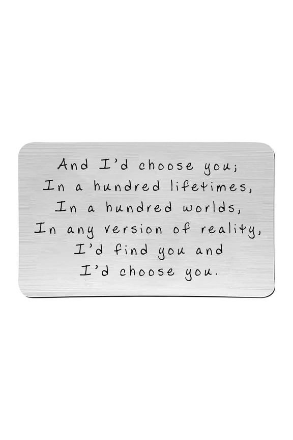 Engraved Metal Wallet Card for Men Women, Personalized Anniversary Valentine's Day Gift, Love Message Card, Husband Boyfriend Girlfriend Wife Gift Idea, Unique Keepsake Card for Wedding Proposal