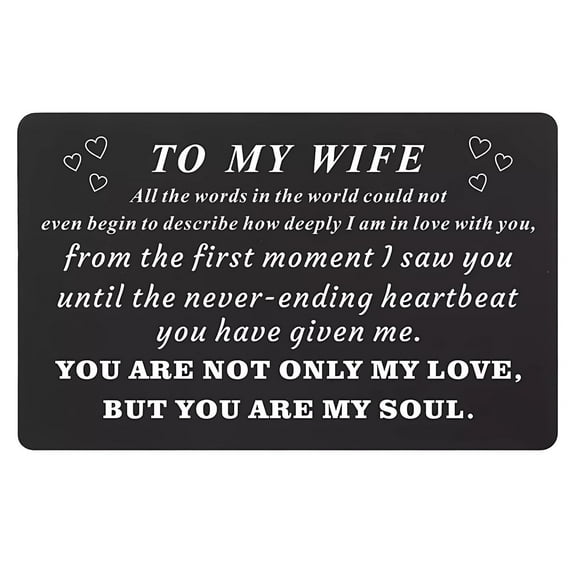 Engraved Metal Wallet Card – Permanent Keepsake Gift for Him/Her , Romantic Love Note for Valentine’s Day, Anniversaries & Weddings (3.5 x 2.2 Inch) – Stainless Steel Business Card Size G