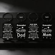 Engraved Mom and Dad Keychain Set, Double Sided Stainless Steel Sentimental Keyrings, Remember I Love You Keep Close Reminder Gift for Parents