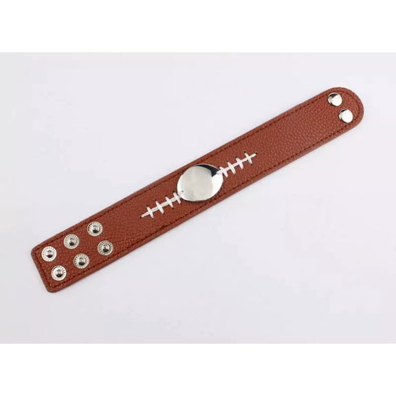 Engraved Oval Football Leather Wrap Bracelet Monogram Blank Women Men Bracelets