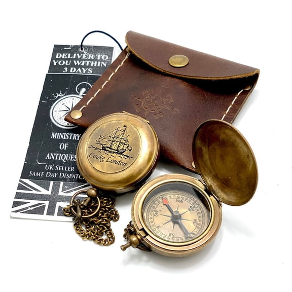 Engraved Personalised Brass Pocket Compass | Handmade Nautical Compass | Christmas, Wedding & Anniversary Gift for Husband, Wife, Him or Her