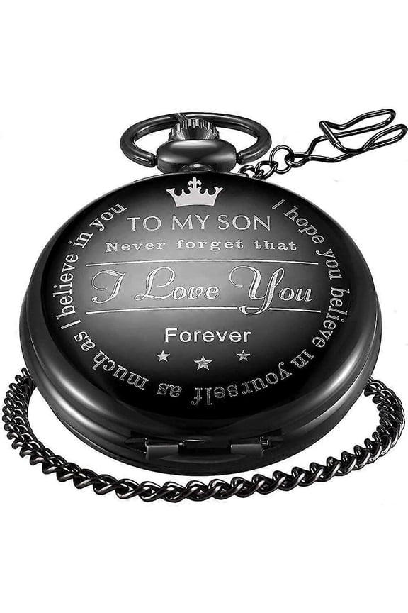 Engraved Personalized Pocket Watch for Son Gifts Vintage Quartz Pocket Watches with Chain Christmas Graduation Gifts