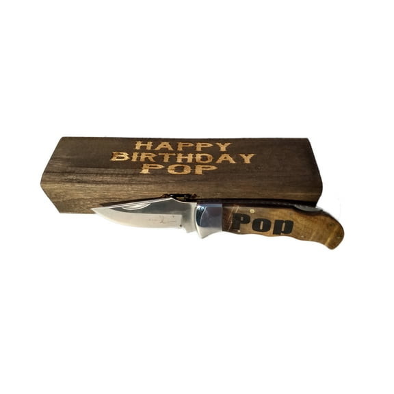 Engraved Pocket Knife & Gift Box | Gifts for Men | Pop Birthday, pop Present, Fathers Day, Dad Gifts Pop Pops Gifts Hunting Knife