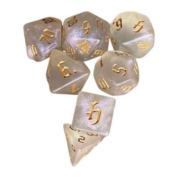 Engraved Polyhedral Dices Set Transparent Multipurpose Wear Resistant Toys D8 D10 D12 D20 7Pcs Game Dices for Roll Playing Games Table Games , Gold