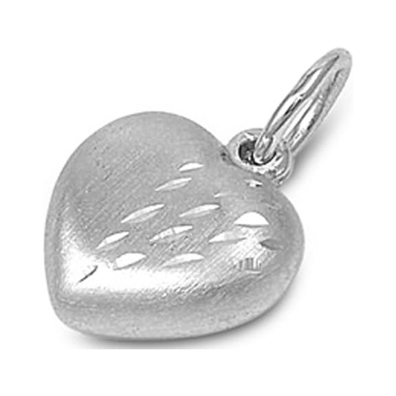 Engraved Promise Heart Pendant .925 Sterling Silver Puffed Charm Jewelry Female Unisex