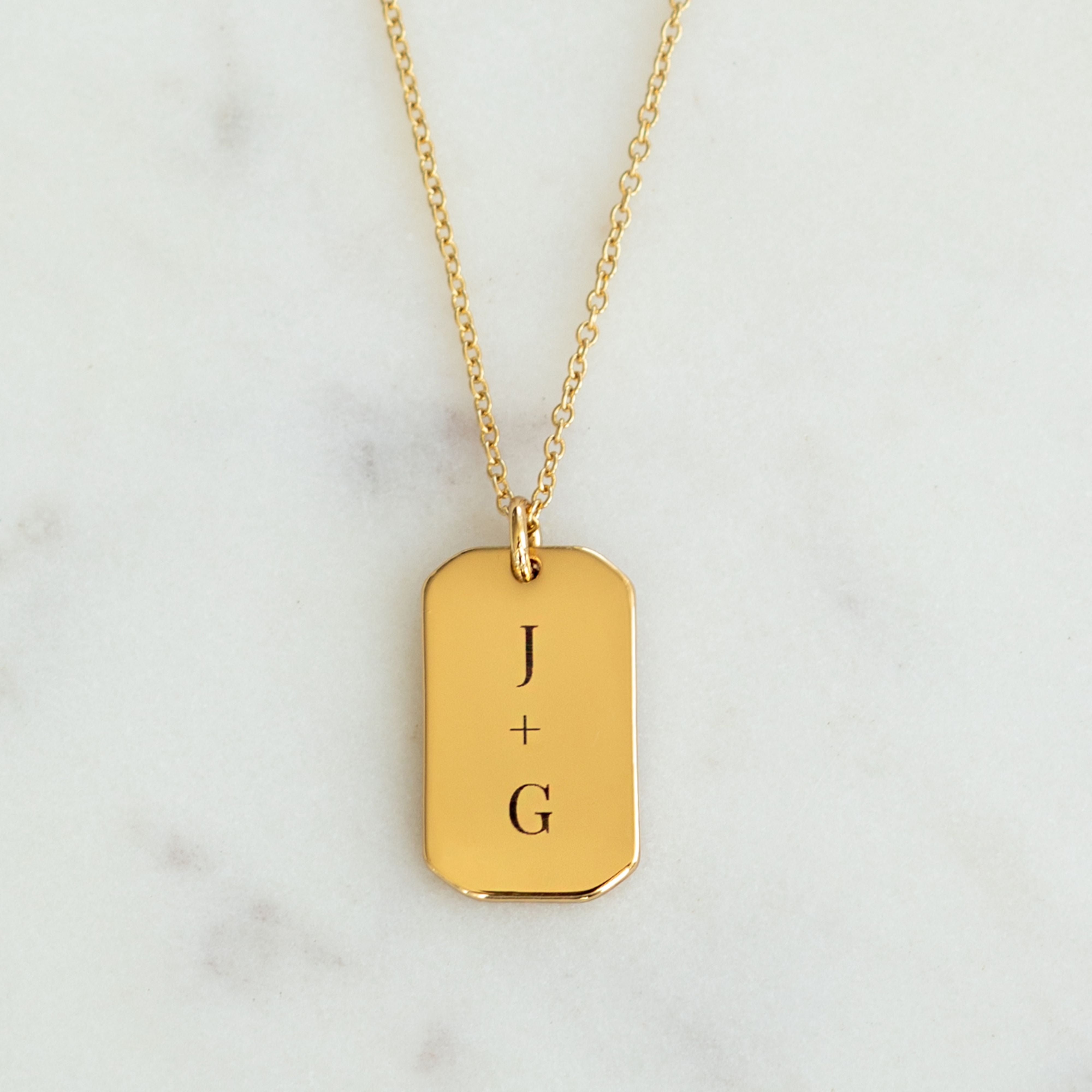 WALMART CUSTOM Engraved Rectangle Gold Tag Necklace