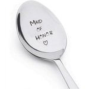 -Engraved Spoon - Maid Of Honor With Little Ring and Heart - Silverware Spoon - Wedding-Personalized Spoon-Gift-Flatware-Trendy-Bridesmaid-Gift Cute Spoon  - Spoon Gift