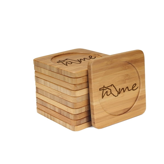 BambooMN Laser Engraved Coasters - Home w/State - Style 1 - Square - Florida - 100 Units
