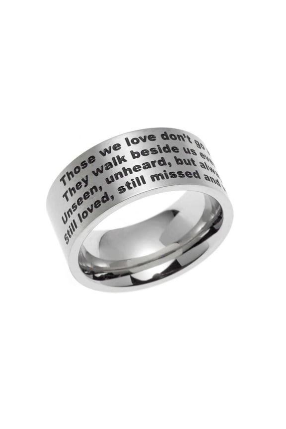 Engraved Stainless Steel Memorial Ring with "Those We Love" Poem - Remembrance Jewelry size 10