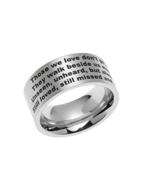 Engraved Stainless Steel Memorial Ring with "Those We Love" Poem - Remembrance Jewelry size 6