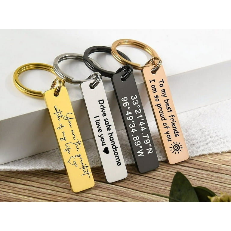Engraved Stainless Steel Rectangle Keychain,Personalized Keychain