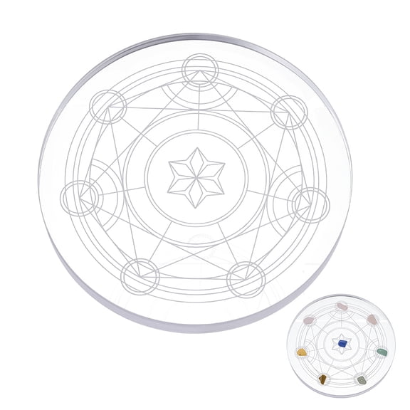 Engraved Star Acrylic Display Pedestals Round Clear 10x0.95cm DIY