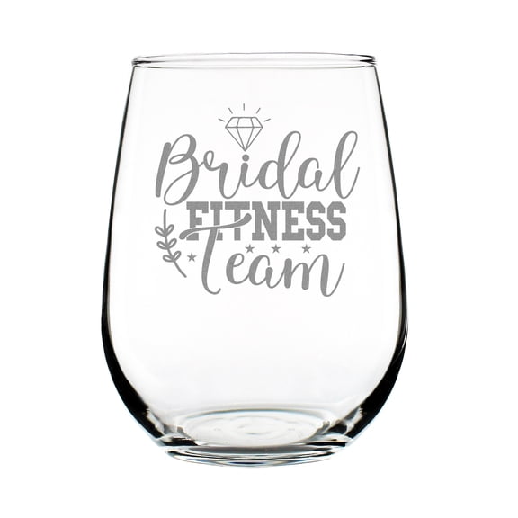 Engraved Stemless Wine Glass, 17oz Etched Bridal Fitness Team Hand Glass for Bridesmaids