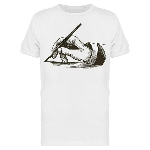 Engraved Style Writing Hand  T-Shirt Men -Image by Shutterstock, Male x-Large