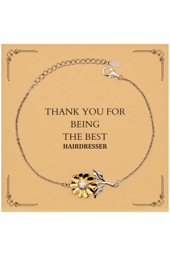 Engraved Sunflower Bracelet for Hairdresser - Unique Gift for Her to Express Gratitude - Perfect Birthday or Christmas Present for the Best Hairdresser Out There