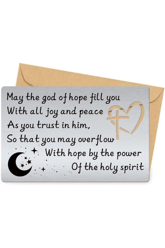 Engraved Wallet Card Insert Christianity Wallet Inserts Heart Shape Steel Wallet Card Faith Gifts for DIY Women Men Christian Birthday Thanksgiving Christmas Valentines Inspirational Cards