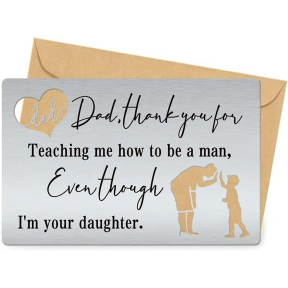 Engraved Wallet Card Insert Dad Thank You Wallet Inserts Steel Cards Dad Gifts From Daughter Metal Card Presents for Father's Day Mini Love Notes for Dad Thanksgiving Christmas Birthday 1 Set