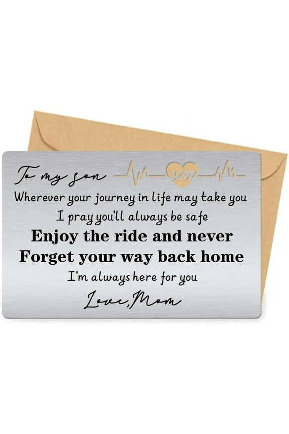 Engraved Wallet Card Insert To My Son Wallet Inserts Steel Cards Son Wedding Gifts from Mom Birthday Chrildren's Day Thanksgiving Christmas Gifts Card