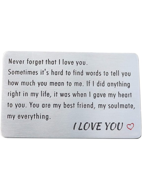 Engraved Wallet Card Insert, Stainless Steel Anniversary Wallet Cards Gifts from Wife for Husband Men Boyfriend