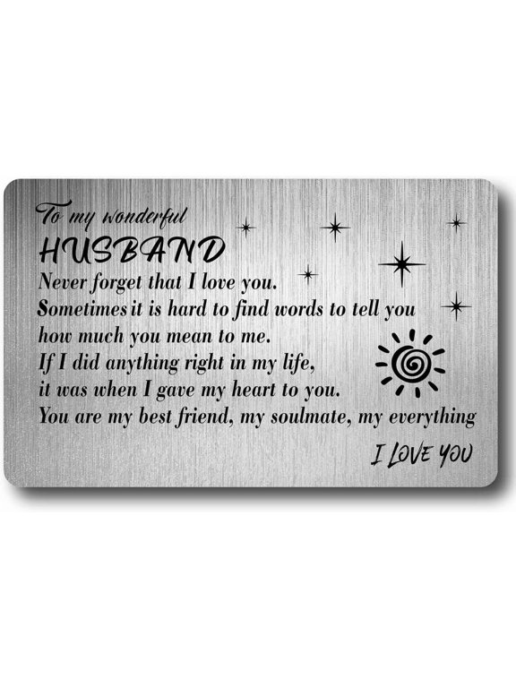 Engraved Wallet InsertI Love You Metal Wallet Card Insert Mini Love Notes for Him Men Boyfriend Husband Anniversary Wedding Birthday Valentine from Girlfriend Wife Gray