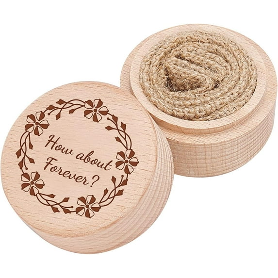 Engraved Wedding Ring Box Ceremony Ring Bearer Box “How Forever” Ring Dish Storage Box Ring Bearer Pillow Box Jewelry Gift Box for Valentines Anniversary Engagement Wedding Gifts