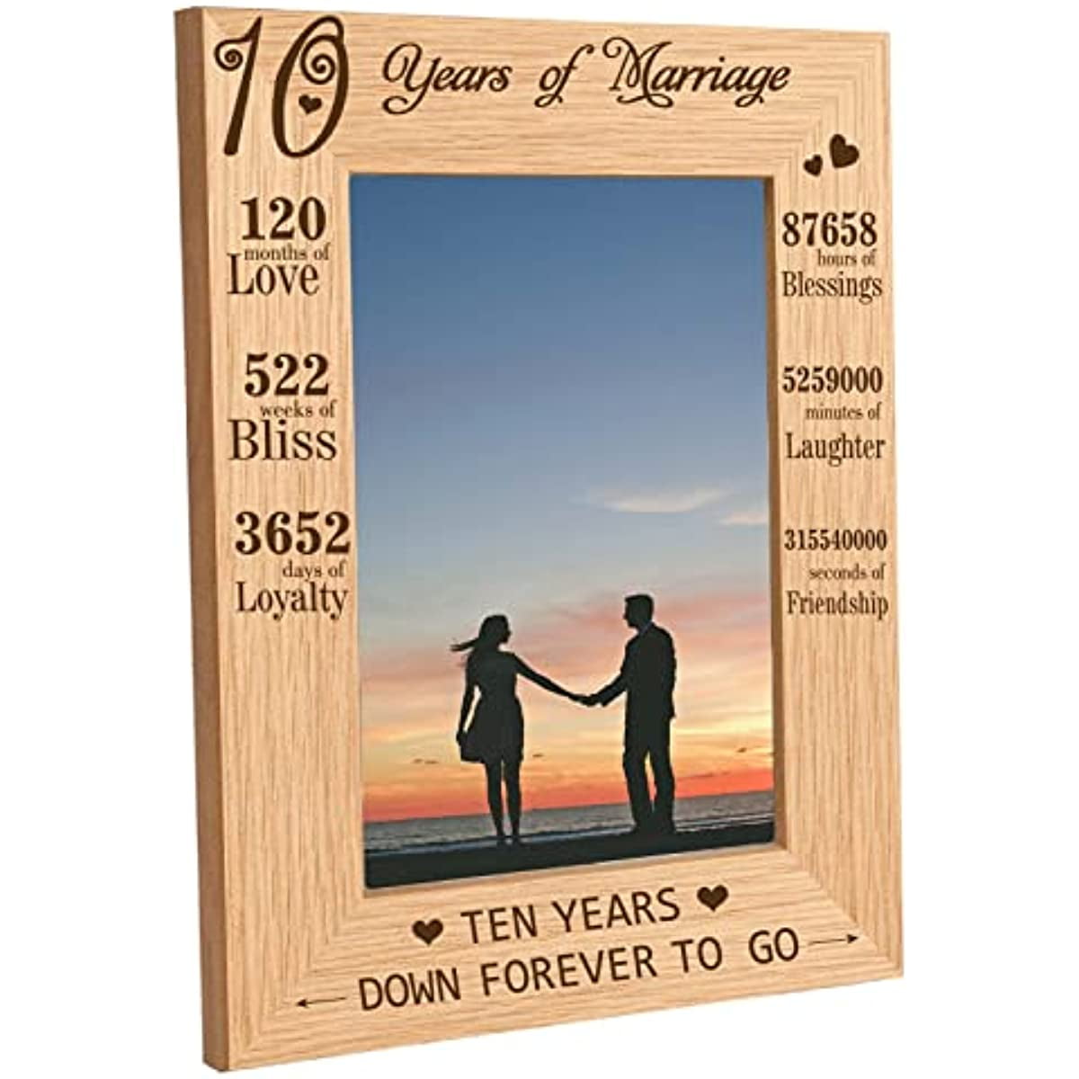 Custom 10 Year Wedding Anniversary Gift, 10th Wedding Gifts For Couples,  Ten Years Down Forever To Go