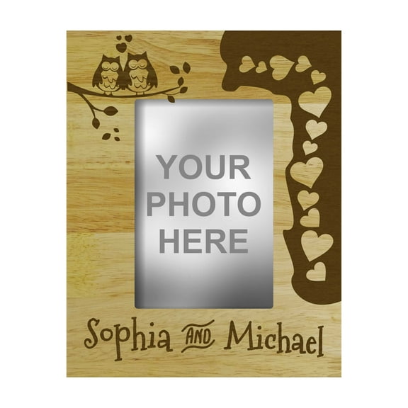 Engraved Wood Personalized Gift Picture Frame With Names - 4 x 6 Inches Horizontal