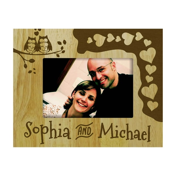 Engraved Wood Personalized Gift Picture Frame With Names - 4 x 6 Inches Vertical