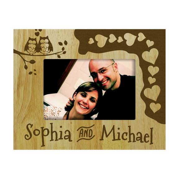 Engraved Wood Personalized Gift Picture Frame With Names - 5 x 7 Inches Horizontal