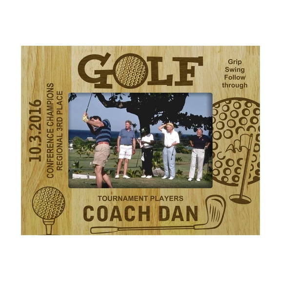 Engraved Wood Personalized Golf Golfer Theme Picture Frame With Names Gift-4 x 6 Inches Vertical - Customizable Gift