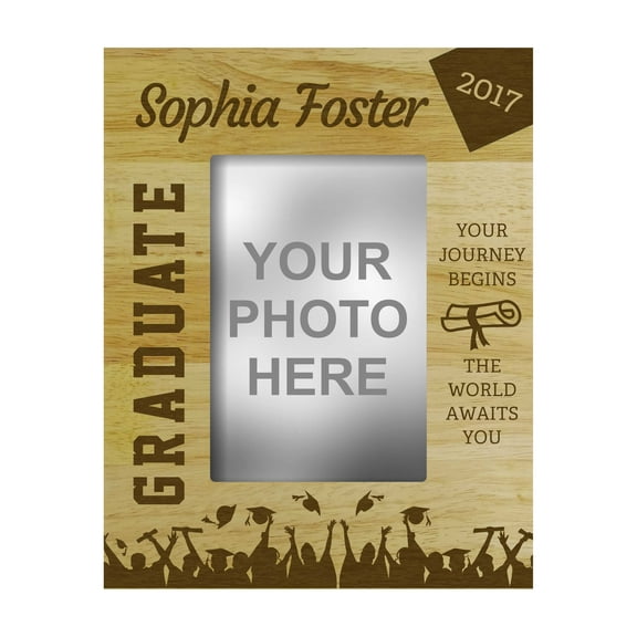 Engraved Wood Personalized Graduation Gift Picture Frame With Name Gift- 4 x 6 Inches Horizontal