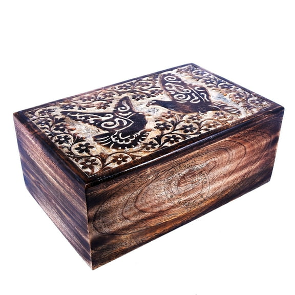 Engraved Wooden Box Funeral Cremation Urns for Human Ashes Adult Large, Burial Urns for Columbarium X-tra Large : 11" x 7.25" x 4.5" - 260lbs or 118kg (Dove)