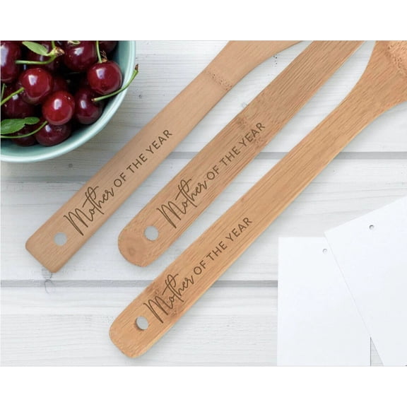 Engraved Wooden Spoon Set, Spatula Set of 3, Spatula and Spoon Set, Gift for Mom, Mothers Day Gift, Made with Love, Mothers Day, Custom Gift