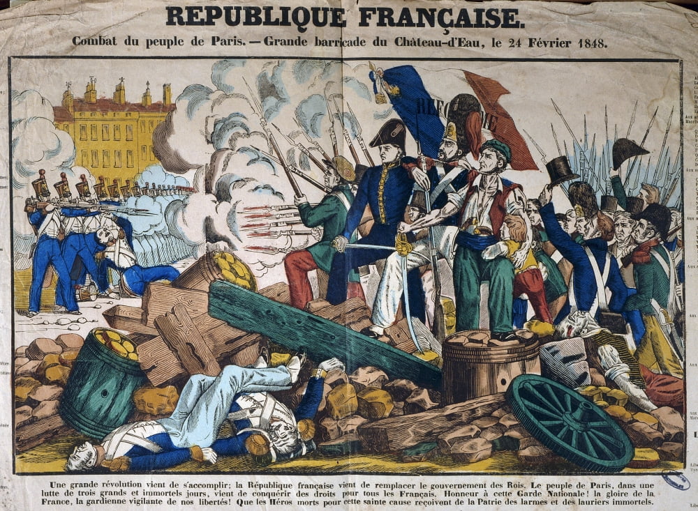 Engraving Brande Barricade A Paris En Fevrier 1848 Paris Canvas Art - (24 x 18)