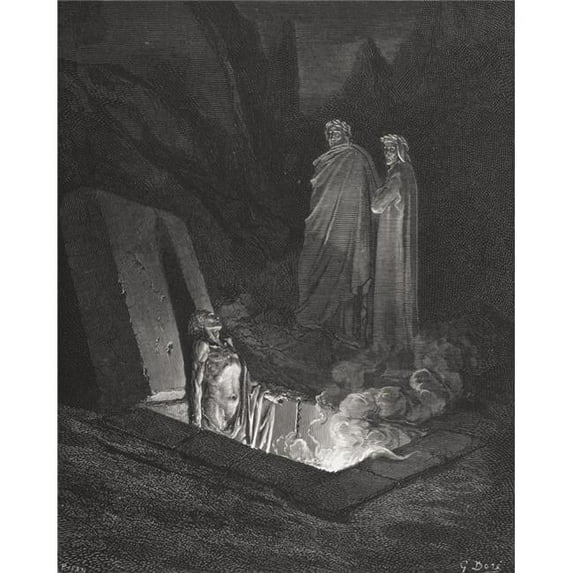 Engraving By Gustave Dore 1832-1883 French Artist And Illustrator For Inferno By Dante Alighieri Canto X Lines 40 To 42