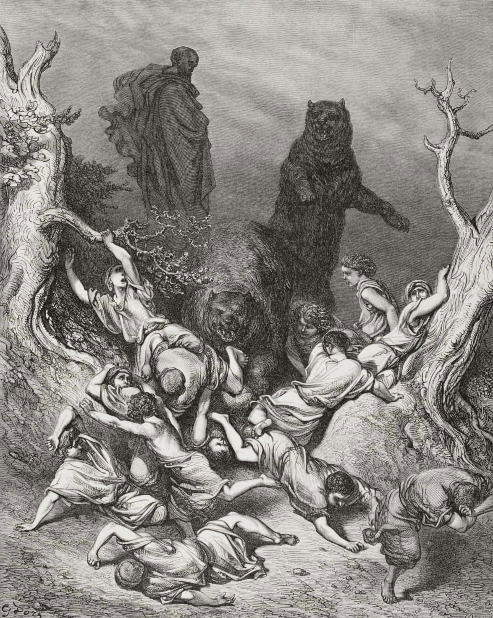 Engraving From The Dore Bible Illustrating 2 Kings Ii 23 And 24 The Children Destroyed By Bears By Gustave Dore 1832-1883 French Artist And Illustrator Canvas Art - Ken Welsh Design Pics (13 x 17)